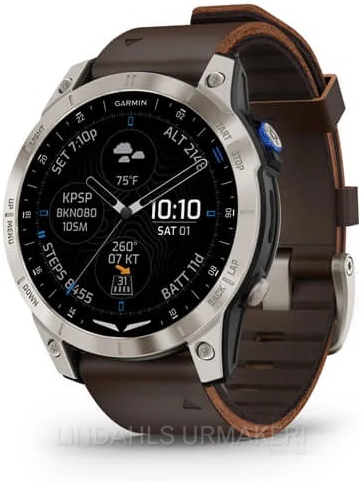 Garmin D2 Mach 1 Aviator Smartwatch med Oxford brunt läderband 