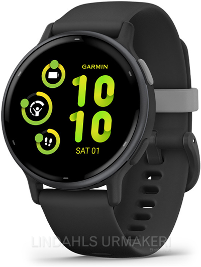 Garmin Vivoactive 5 Aluminiuminfattning med svart boett och silikonband