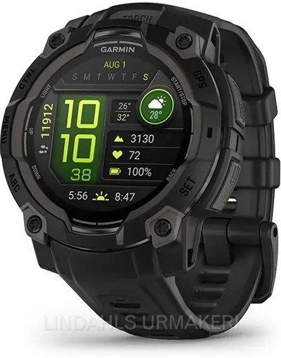 Garmin Instinct 3 AMOLED 45 mm Svart boett med svart armband <div></div>